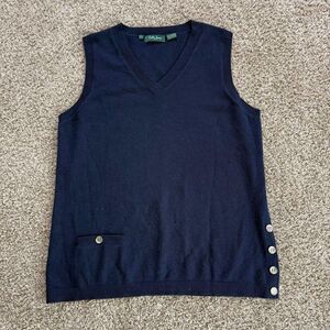 Bobby Jones Men's Blue and Navy 100% Cashmere Vest Gold Buttons
